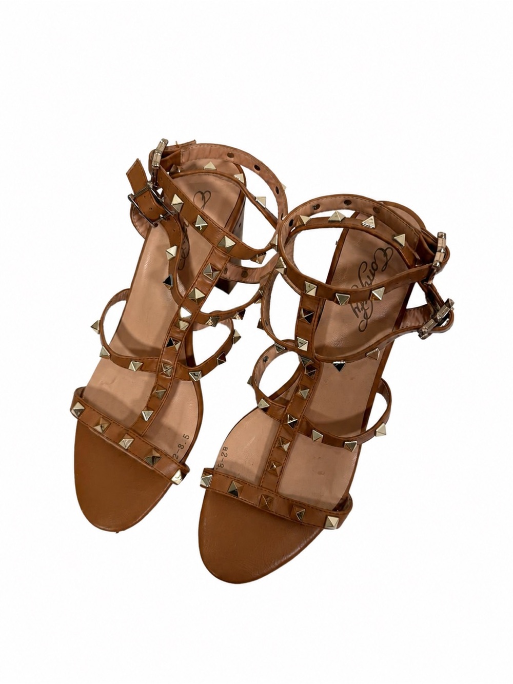 Studded Strappy Sandals in Brown - Picture 2 of 4